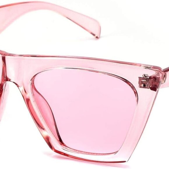Accessories - Women Square Cat Eye Sunglasses Pink UV400 Durable Lightweight Trendy